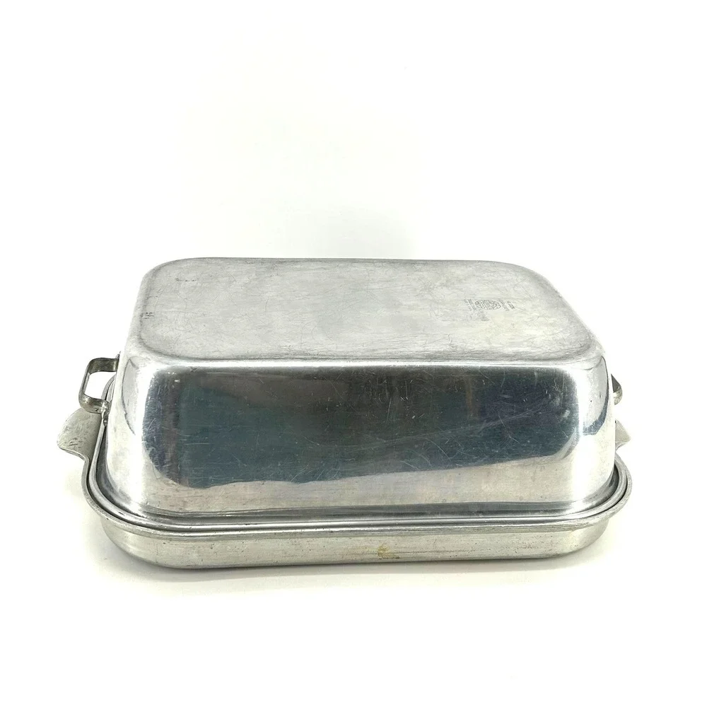 Vintage Wear-Ever Aluminum Roaster Pan No 1225 Large Rectangular Lid USA Made